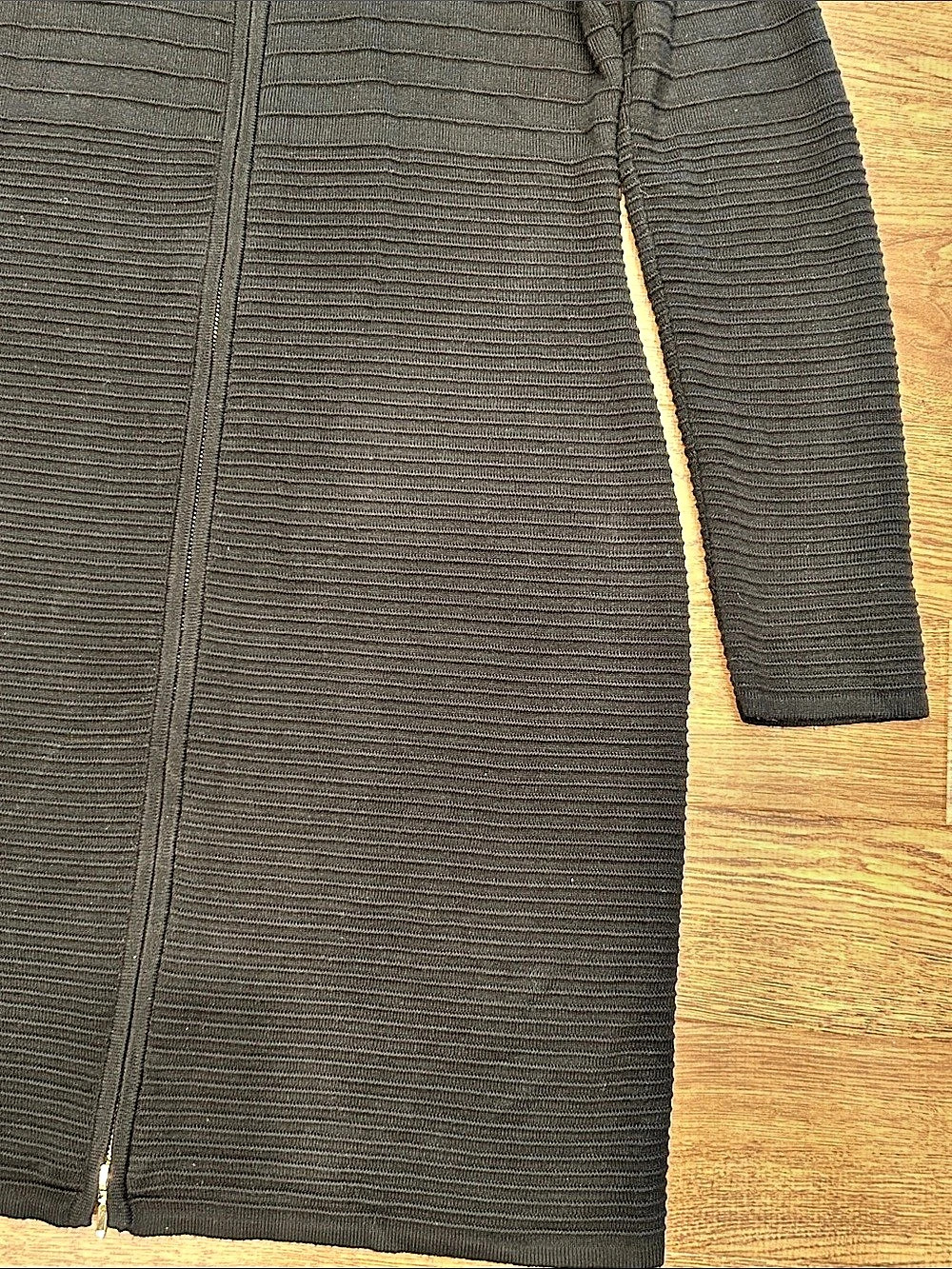 Calvin Klein Full Zip Ribbed Knit Sweater Dress Black Womens Size XL - Picture 10 of 16